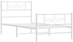 Estrutura de cama com cabeceira e pés 75x190 cm metal branco