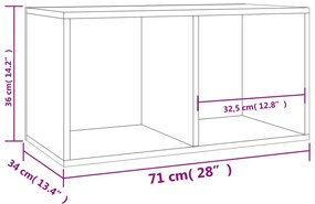Caixa discos vinil 71x34x36 cm derivados madeira cinza cimento
