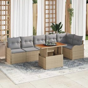 Conjunto de Sofás de Jardim vidaXL com Almofadas Bege em Rattan Poliéster