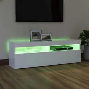 Móvel de TV com luzes LED 120x35x40 cm branco