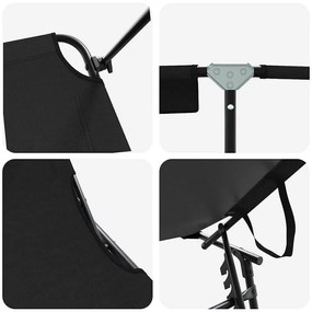 Espreguiçadeira dobrável com toldo Tecido Oxford 600D Preto
