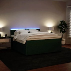 Cama com molas/colchão 200x200 cm veludo verde-escuro
