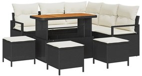 Conjunto de Sofás vidaXL de 9 Peças para Jardim com Almofadas Pretas d