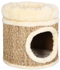 vidaXL Ninho para gatos c/ almofadão luxuoso 33 cm ervas marinhas