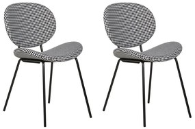 Conjunto de 2 cadeiras de jantar em tecido rapport preto e branco LUANA Beliani