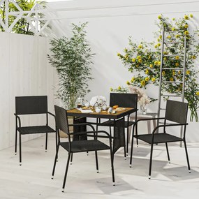 vidaXL 5 pcs Conjunto de jantar p/ exterior vime PE preto