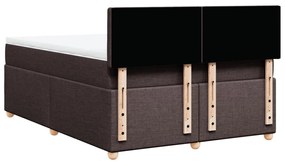 Cama com molas/colchão 140x200 cm tecido castanho-escuro