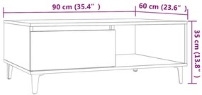 Mesa de centro 90x60x35 cm derivados de madeira carvalho sonoma