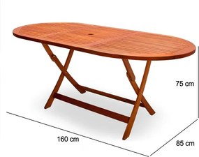 Mesa de jardim Alabama em madeira de acácia com certificação FSC® 160x85x75cm Castanha