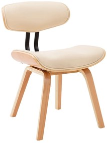 Cadeiras jantar 2 pcs madeira curvada e couro artificial creme