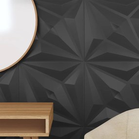 Painéis de parede 12 pcs 50x50 cm 3m² XPS estrela preto