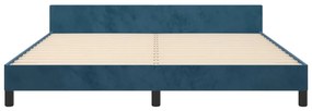 Estrutura de cama c/ cabeceira 180x200 cm veludo azul-escuro