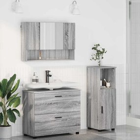 vidaXL Conjunto de Móveis para Banheiro 3 pcs Sonoma cinzento