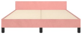 Estrutura de cama c/ cabeceira 140x190 cm veludo rosa