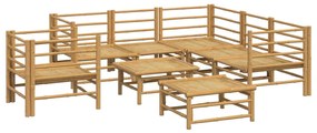 8 pcs conj. lounge de jardim bambu c/ almofadões cinzento-claro