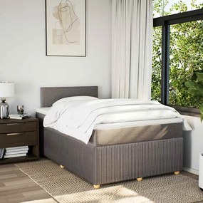 Cama boxspring c/ colchão 120x190cm tecido castanho-acinzentado