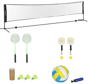 SPORTNOW Conjunto completo de badminton, pickleball e vôlei, 3 em 1, jogos esportivos ao ar livre com rede altura ajustável | Aosom Portugal