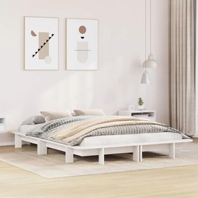 Cama sem colchão 135x190 cm madeira de pinho maciça branco