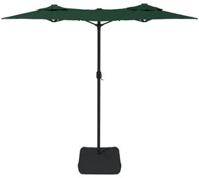 Guarda-sol de jardim com cabeça dupla 316x240 cm verde