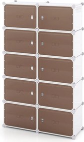 Sapateira com 10 compartimentos 95 x 32 x 155 cm com prateleiras removíveis Ganchos laterais e portas magnéticas branco