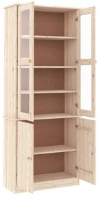 Expositor c/ portas de vidro ALTA 77x35x186,5 cm pinho maciço