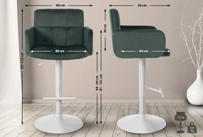 Banco de bar Los Angeles em veludo com estrutura branca 93-113 x 60 x 56 cm Verde