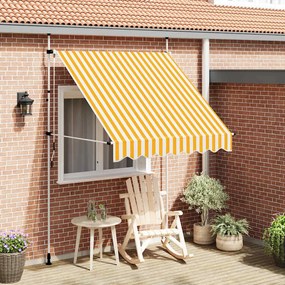 Toldo retrátil manual 200 cm riscas laranjas e brancas
