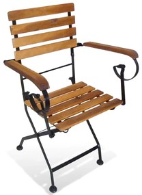 Cadeiras de jardim dobráveis 2 pcs aço e madeira acácia maciça