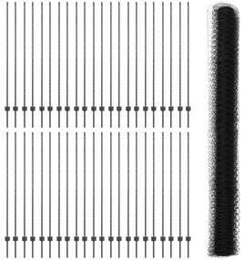 Postes de Cerca vidaXL 22 pcs U-Channel Cinza 160 cm Aço