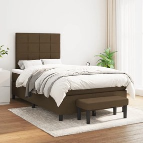 Cama boxspring com colchão 120x190 cm tecido castanho-escuro