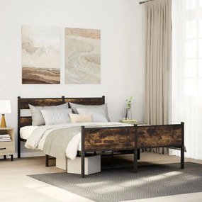 vidaXL Estrutura de cama s/ colchão derivados madeira carvalho fumado