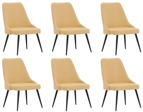 vidaXL Cadeiras de jantar 6 pcs tecido amarelo