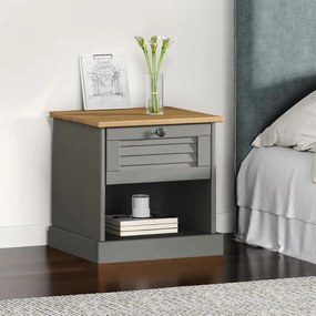 vidaXL Mesa de cabeceira VIGO 42x35x42 cm pinho maciço cinzento