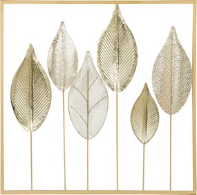 HOMCOM Decoração de parede em metal moderna, escultura de parede em metal em forma de folha, 70 x 70 cm, dourado | Aosom Portugal