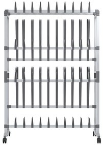 Sapateira com rodas 89x27x120 cm prateado