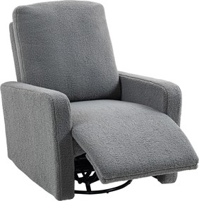 Poltrona Relax Reclinável Manual Poltrona Relax de Borreguito com Função de Baloiço 360° Reclinável até 135º 76x94x100 cm Cinza