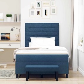 vidaXL Cama Box Spring com Colchão e Banco Azul 120x190 cm Tecido