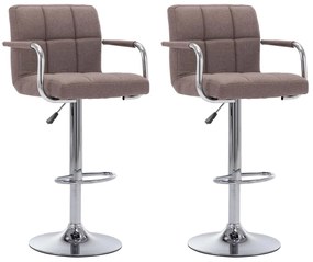 Cadeiras de bar 2 pcs tecido cinzento-acastanhado