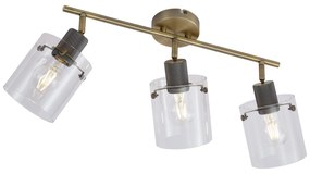 Foco de teto de design bronze com vidro transparente 3 luzes - Domo Moderno
