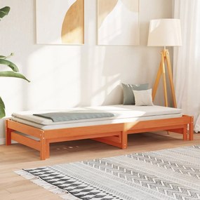 Sofá-cama com gavetão 90x200 cm madeira de pinho castanho cera