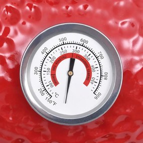Churrasqueira/defumador Kamado 2-em-1 cerâmica 56 cm vermelho