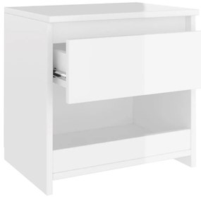 Mesas de cabeceira 2 pcs 40x30x39 cm contrapl. branco brilhante