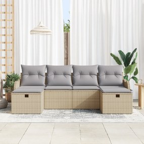 Conjunto de Sofás para Jardim vidaXL de 6 Peças com Almofadas Bege Rat