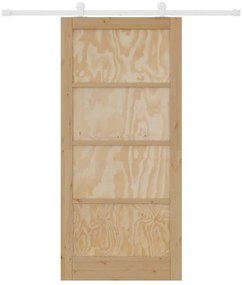 Porta de Correr com Conjunto de Ferragens 93x202 cm Madeira Maciça de
