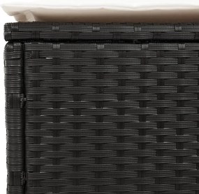 Conjunto de espreguiçadeiras com almofadão 3 pcs vime PE preto