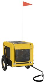 Reboque bicicleta p/ animais tecido oxford/ferro amarelo/preto