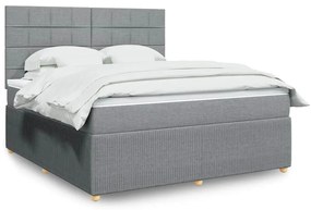 vidaXL Cama com molas/colchão 180x200 cm tecido cinzento-claro
