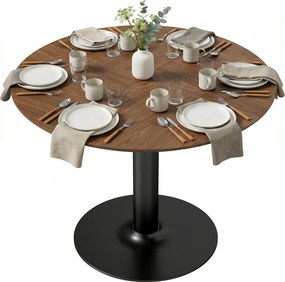 Mesa de Jantar Redonda, 110 x 110 x 78 cm (CADEIRAS NÃO INCLUIDAS) , Base Central em Aço, Castanho