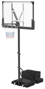 Cesto de basquetebol portátil 125-305 cm exterior ajustável para crianças/adolescentes/adultos com base Preto