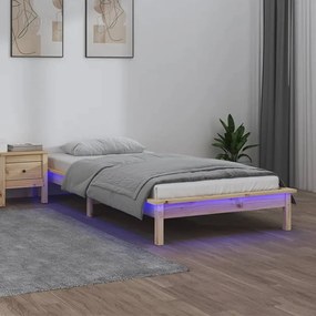 820596 vidaXL Estrutura de cama com luzes LED 100x200 cm madeira maciça